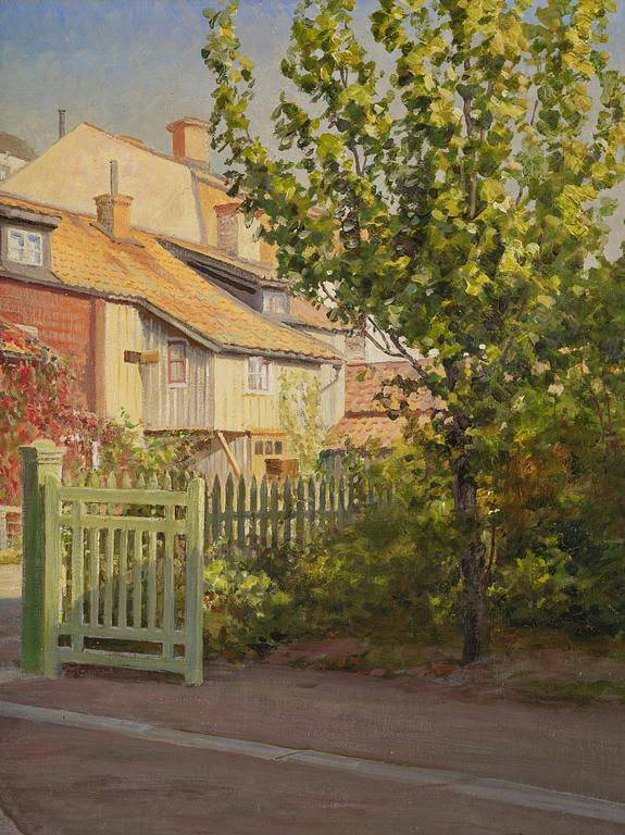 Johan Krouthén, Street with a green gate, Linköping.