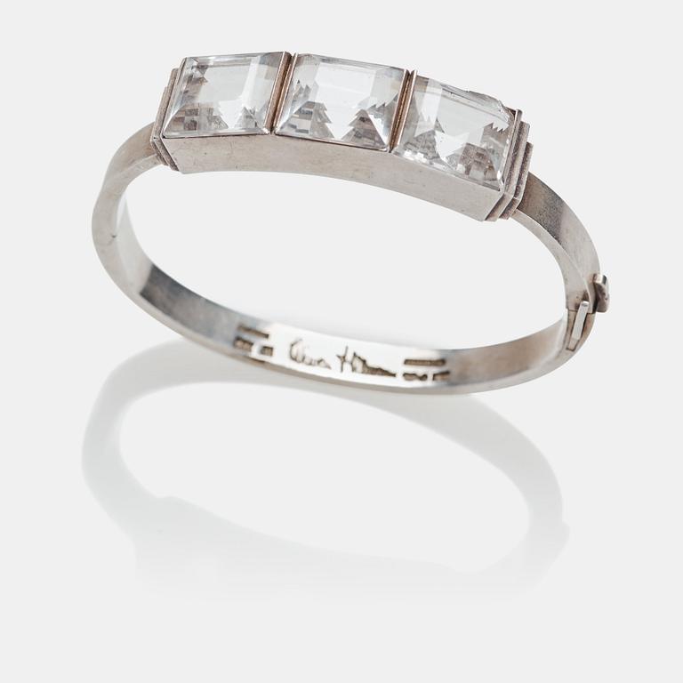 Wiwen Nilsson, a sterling and rock crystal bangle, Lund, Sweden 1945.