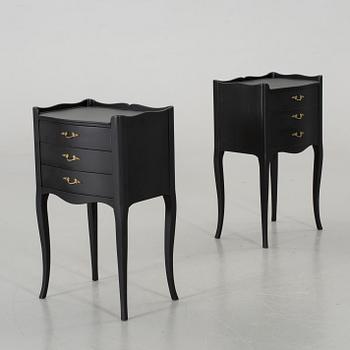 A pair of Rococo-style bedside tables, later part of the 20th century.