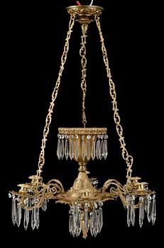 LJUSKRONA, mässing, oscariansk, 1800-talets sista kvartal. Höjd ca 110 cm.