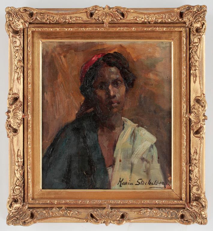 KARIN STACKELBERG, olja på duk på pannå, sign.