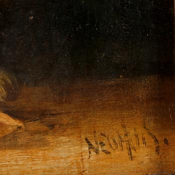 ALBERTUS NEUHUYS, olja på pannå, sign.