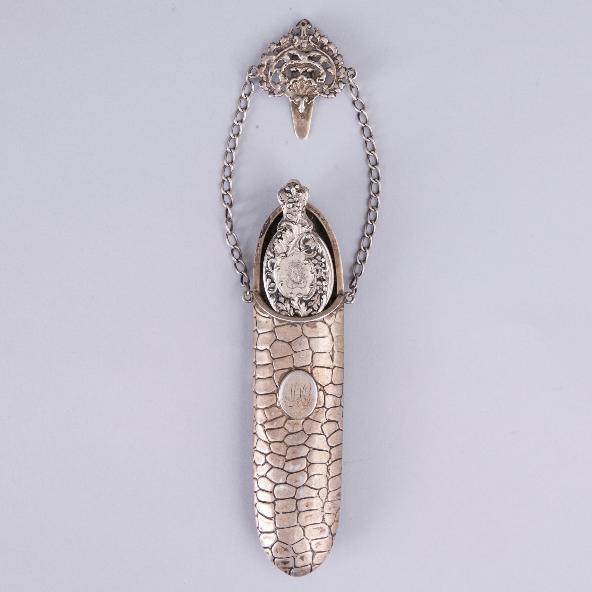 LORNJETT, silver samt glas, franska kontrollstämplar, MED FODRAL, silver, Birmingham, 1894.