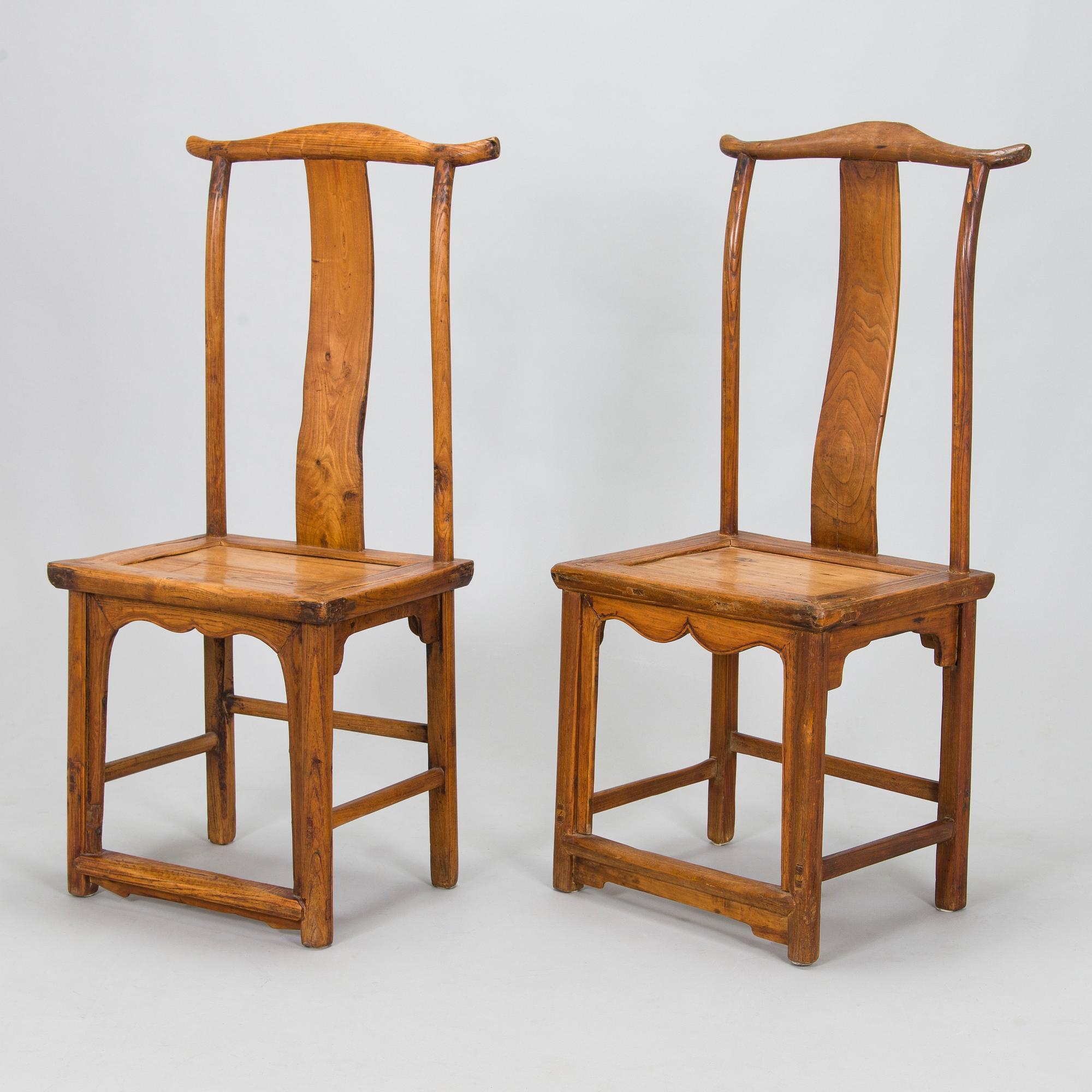 Two hardwood chairs. China. Qing dynasty. 19th century.