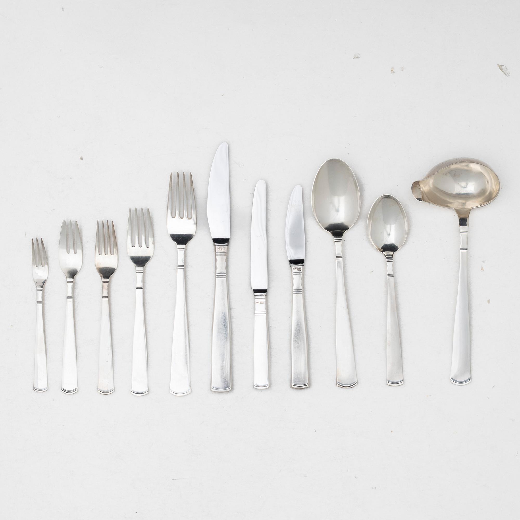 Jacob Ängman, A silver cutlery set, "Rosenholm", GAB, some Stockholm 1964 (98 pieces).