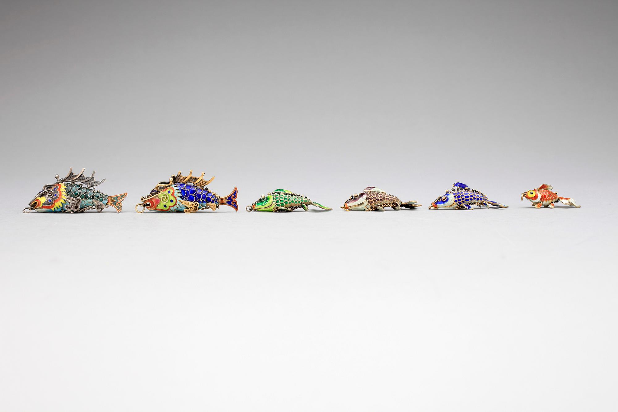 LYCKOFISKAR, 6 st, troligen Kina 1900-tal.