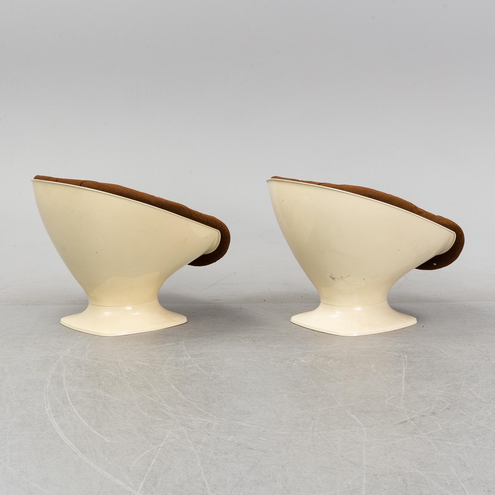 Team Tillberg, a pair of easy chairs, model 'Apollo' Overman AB, Tranås, Sweden 1970's.