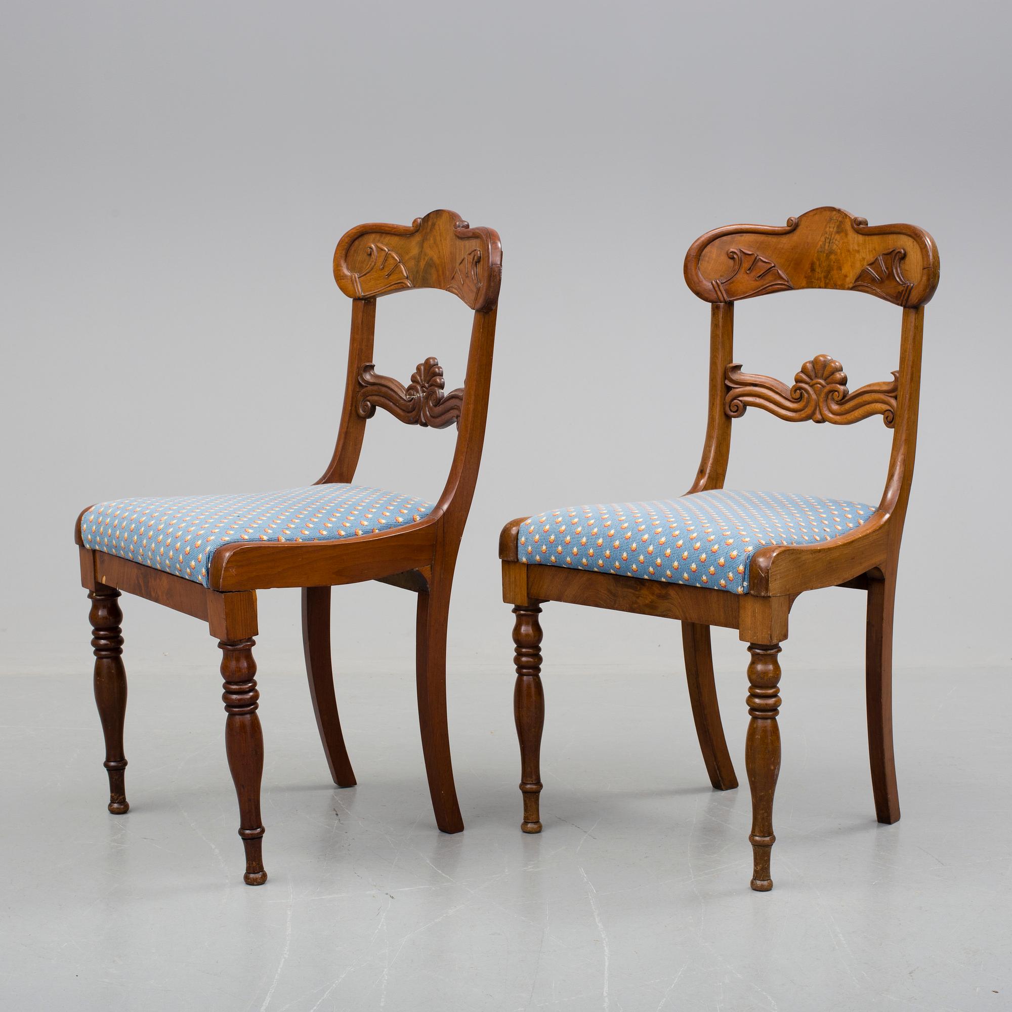STOLAR, 6 stycken, senempire, 1800-talets mitt.