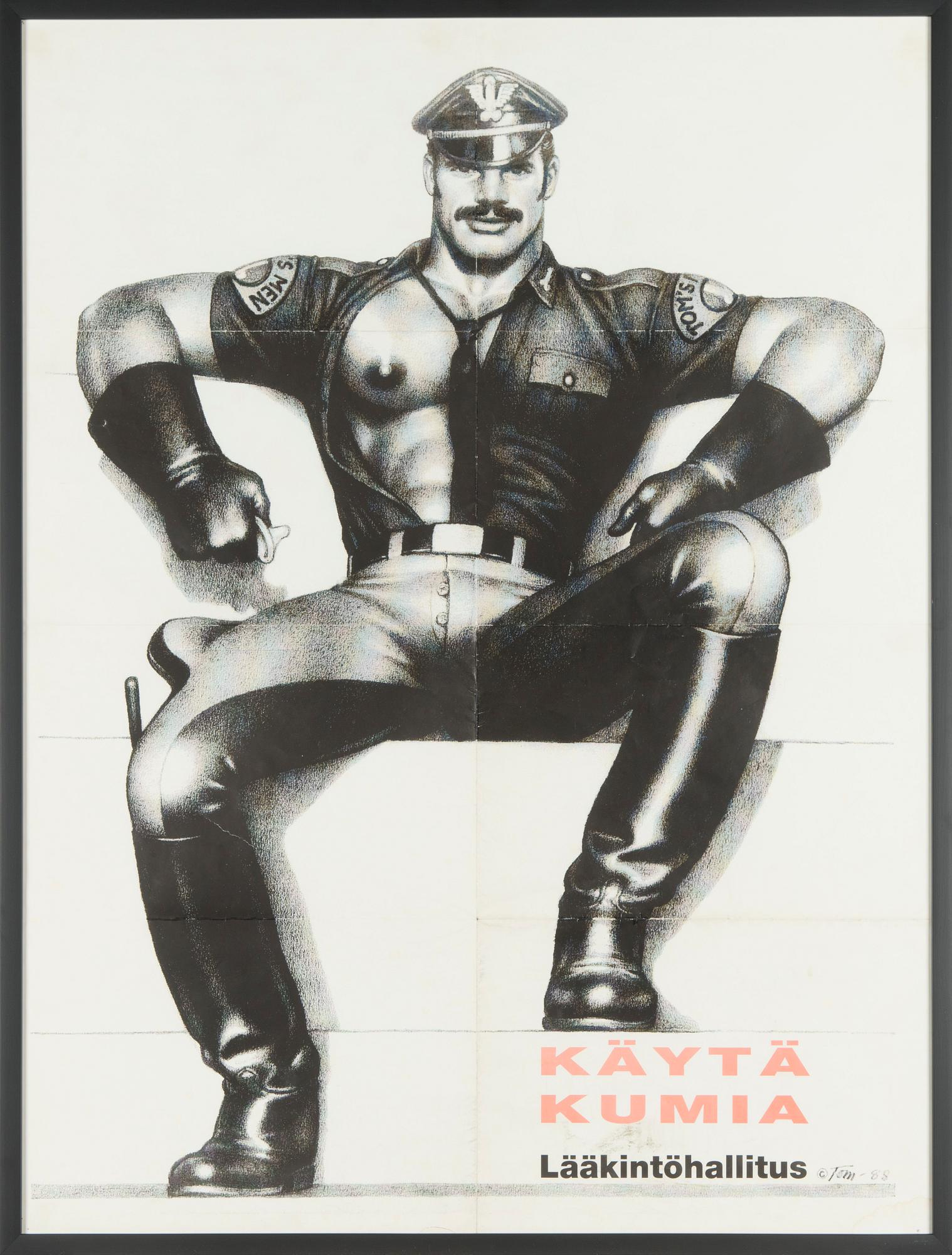 Tom of Finland (Touko Valio Laaksonen), affisch, "Käytä Kumia", 1980-tal.