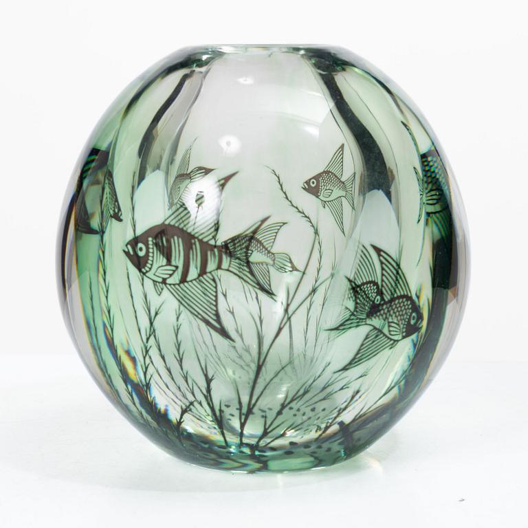Edward Hald, a Fish Graal vase, Orrefors.