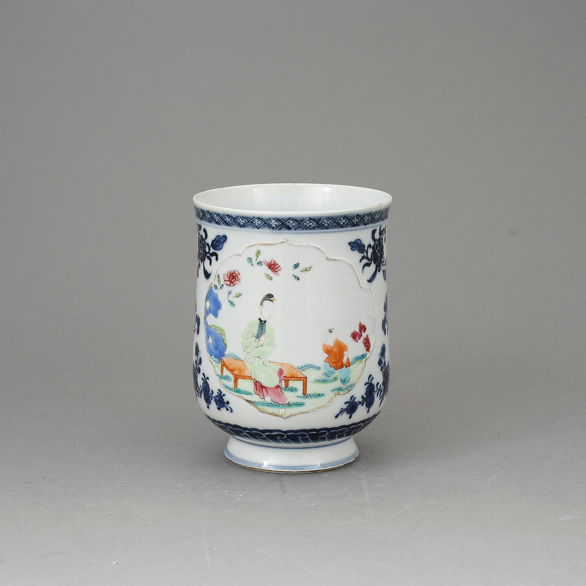 MUGG, porslin, Qianlong, Kina 1700-tal.