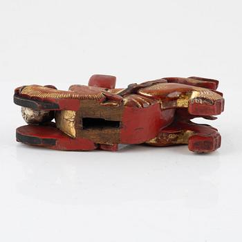 A group of five sculptured wooden decorative objects, late Qingdynasty.