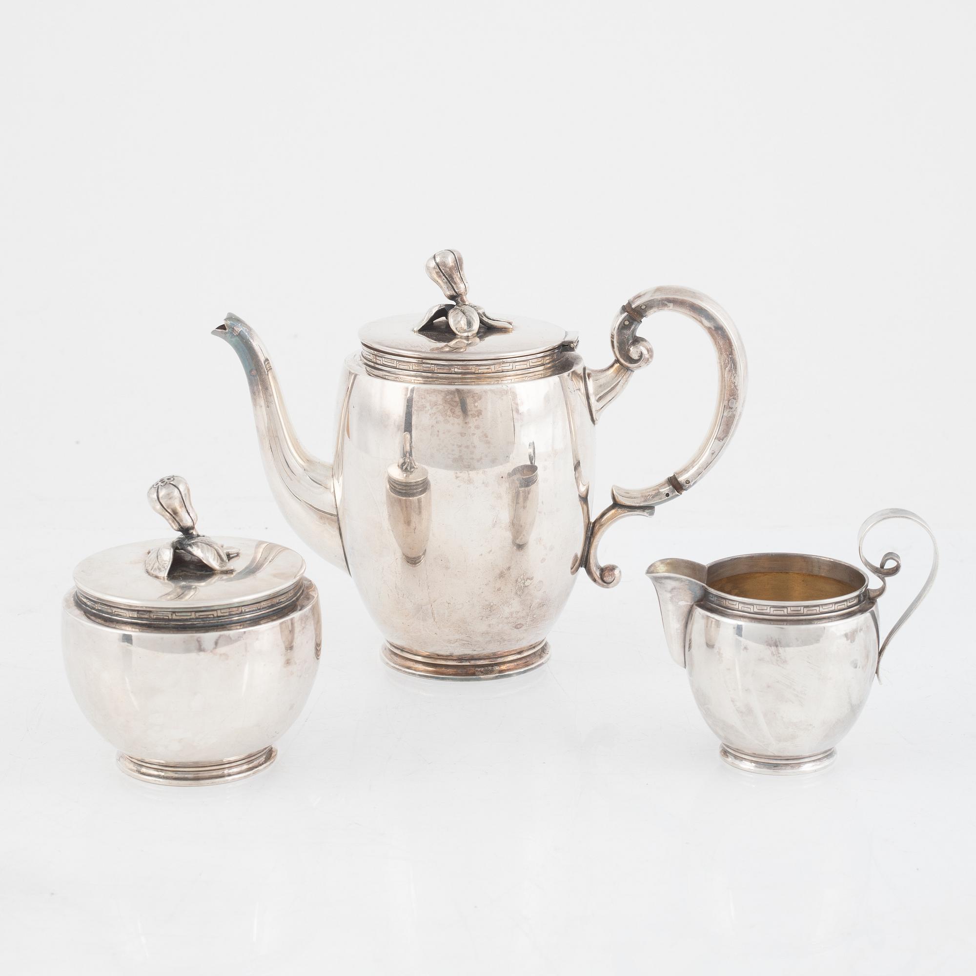 Kaffeservis, 3 delar, silver, Guldsmedsaktiebolaget (GAB), 1944.