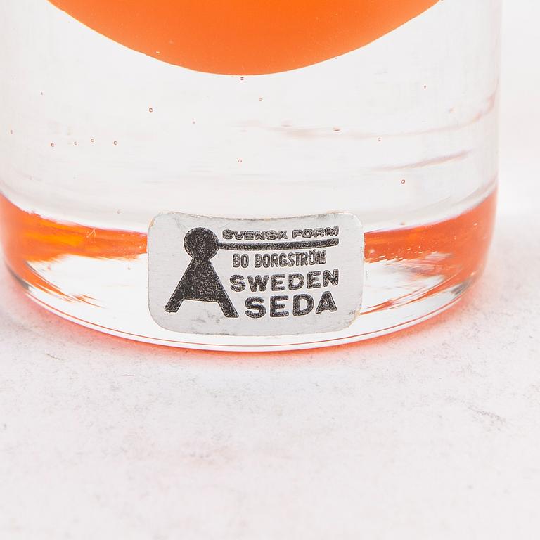 Bo Borgström, vaser, 6 st, glas Åseda Glasbruk, 1960-tal.