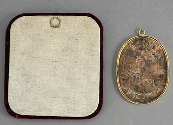 MINIATYRMÅLNINGAR, 2 st. Olja på koppar och plåt. Barock, 1700-tal.