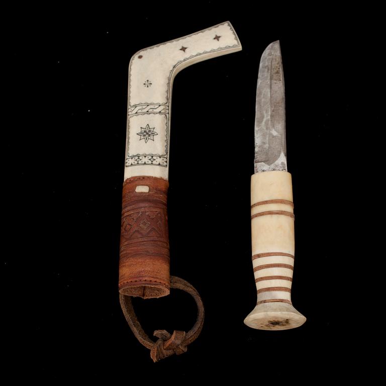 PUUKKO / SAMEKNIV samt PAPPERSKNIV, metall, ben och silver, 1900-tal.