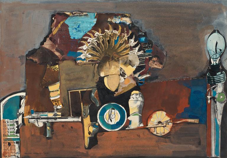 ENDRE NEMES, acrylic and collage, signed and dated 1966.