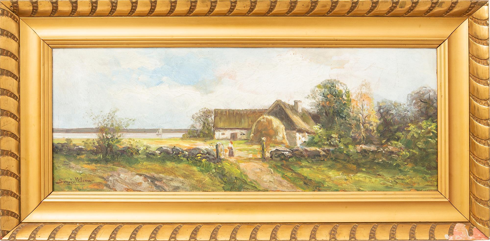 Severin Nilson, olja på pannå signerad.