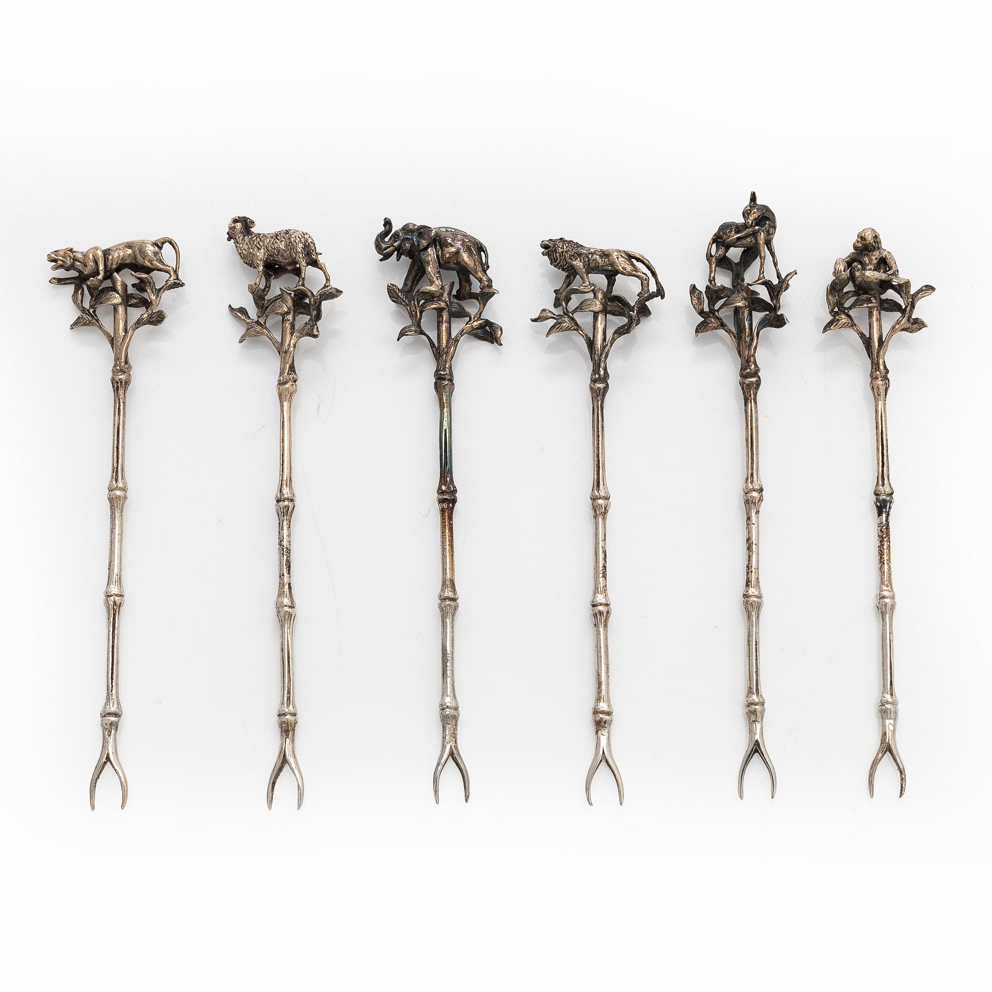 Cocktailpinnar 6 st,  silver.