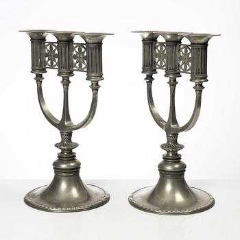 Ferdinand Boberg, candelabras, a pair, Old Santesson's Tin Foundry Stockholm.