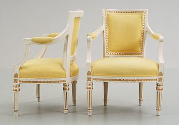 A pair of Gustavian armchairs. 19th Century.