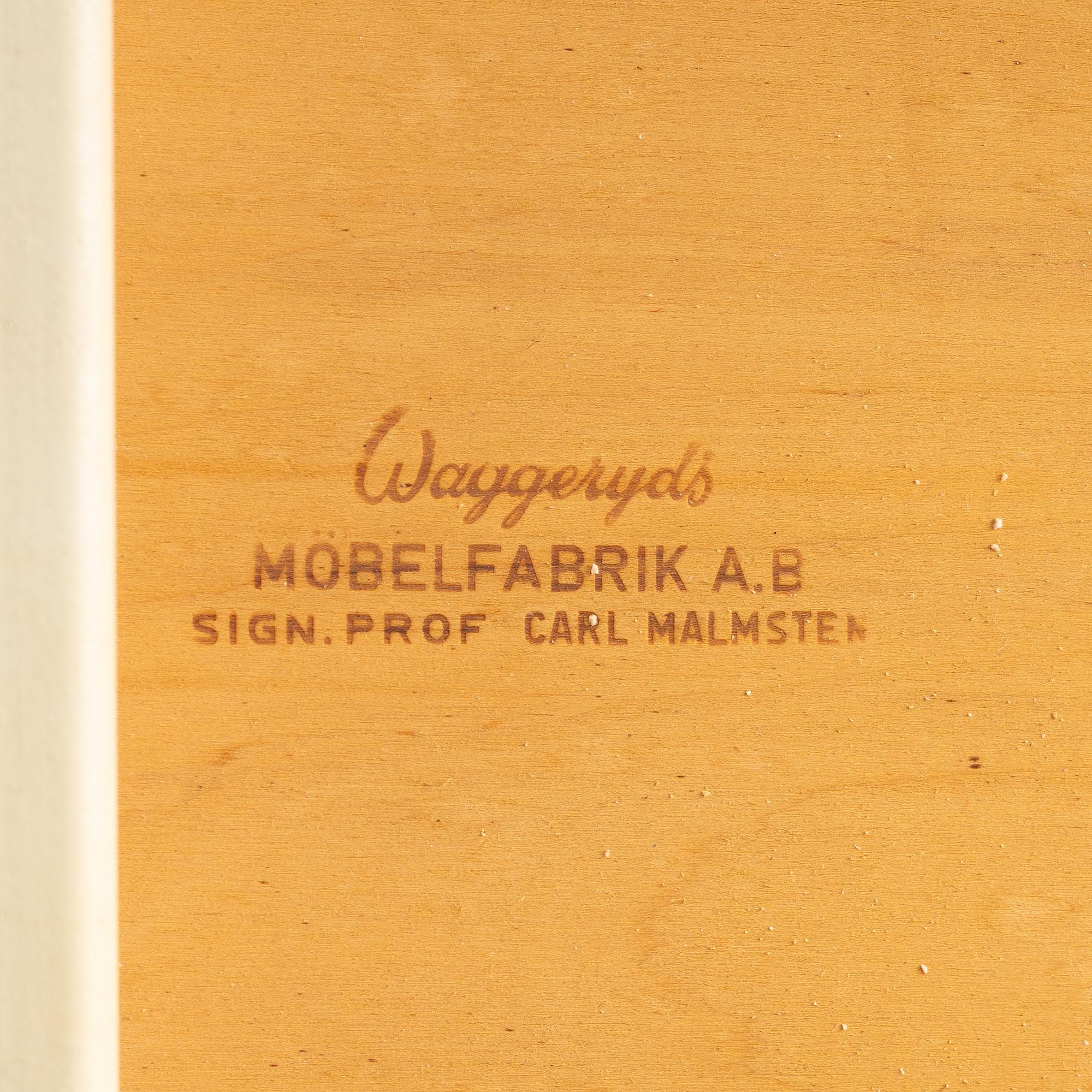 Carl Malmsten, a dining table with six chairs, end of the 20th century.