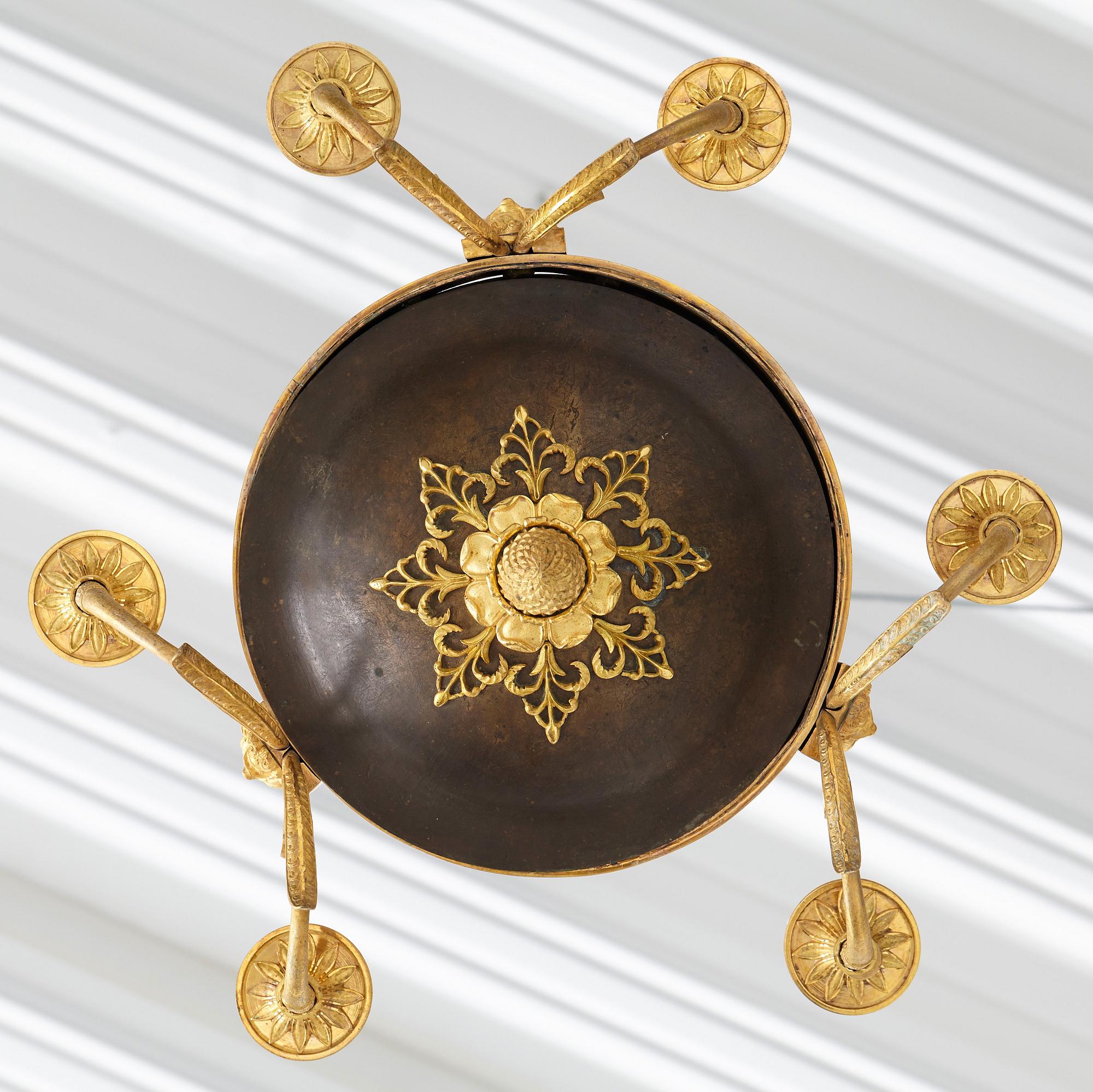 A Swedish Empire 19th century six-light hanging-lamp.