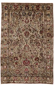 248. A rug, an antique silk metal brocaded Kashan, probably around 1910, ca 200-202,5 x 129-131 cm.