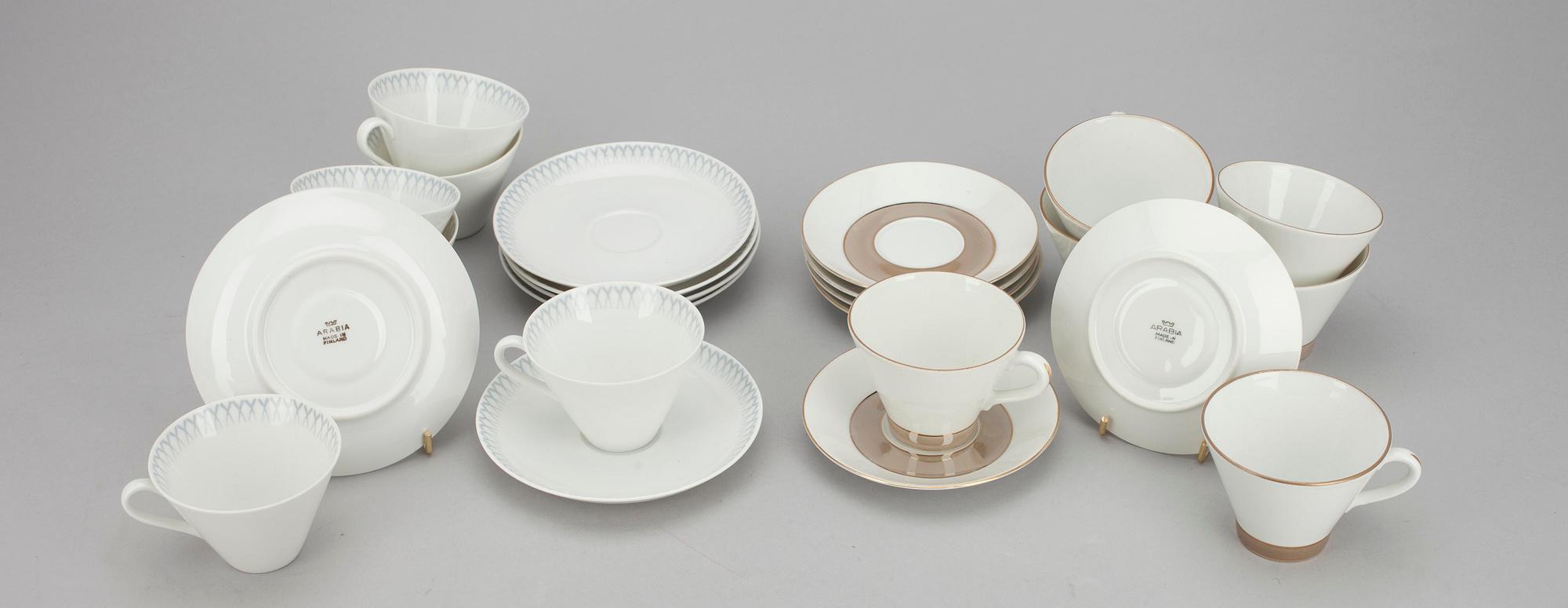 KAFFEKOPPAR, 6+6, Arabia, porslin, "Lemmikki" ja "Kaleva", 1960-1970 -tal.