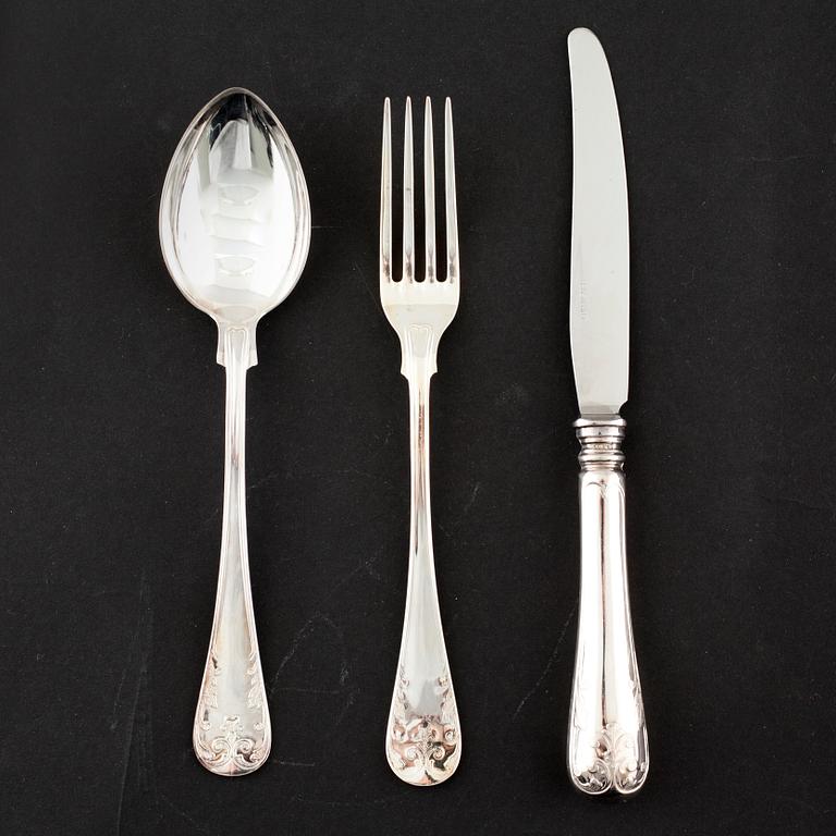 BESTICK, 36 delar, silver, "Gammal fransk", GAB, Eskilstuna, 1900-talets fjärde kvartal.