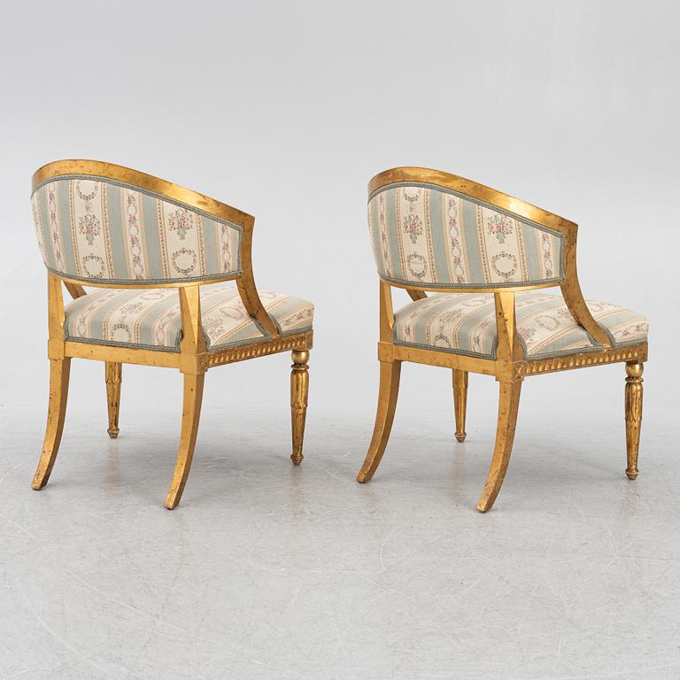 A pair of late Gustaivan style armchairs, 19th century.