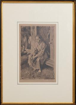 Anders Zorn, etsning, 1912, signerad.
