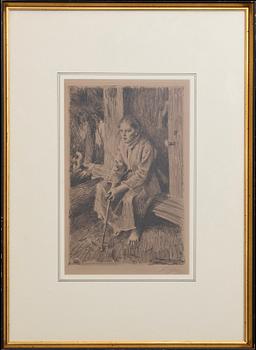 Anders Zorn, a signed etching from 1912.