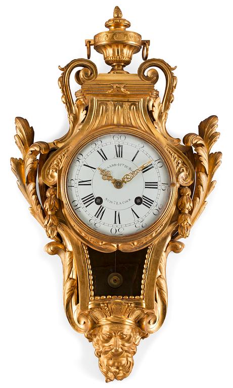 A Louis XVI gilt bronze wall clock by Causard ca 1770.