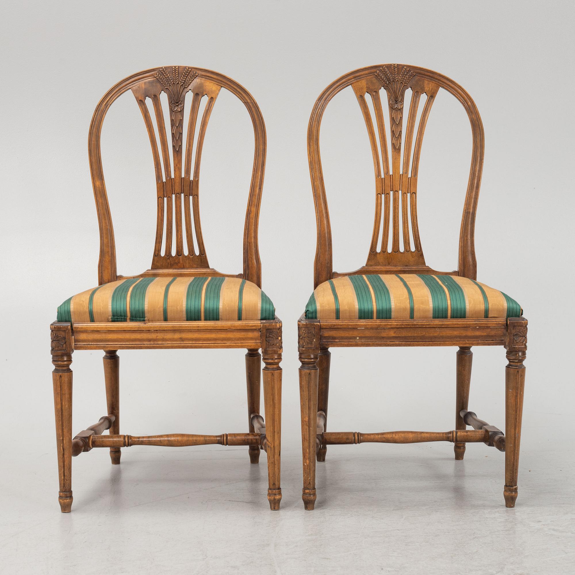 Stolar, 6 st, gustaviansk stil, 1900-tal.