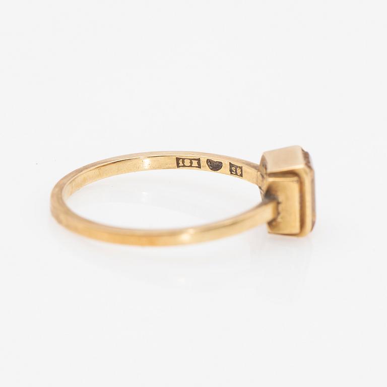 Wiwen Nilsson, ring, 18k, med bergkristall. Lund 1944.