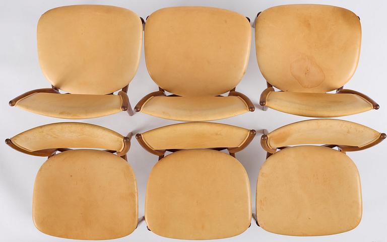 Finn Juhl, a set of six chairs and a pair of armchairs, model "Bo-63" and "Bo-72", Bovirke, Denmark, 1940s-50s.