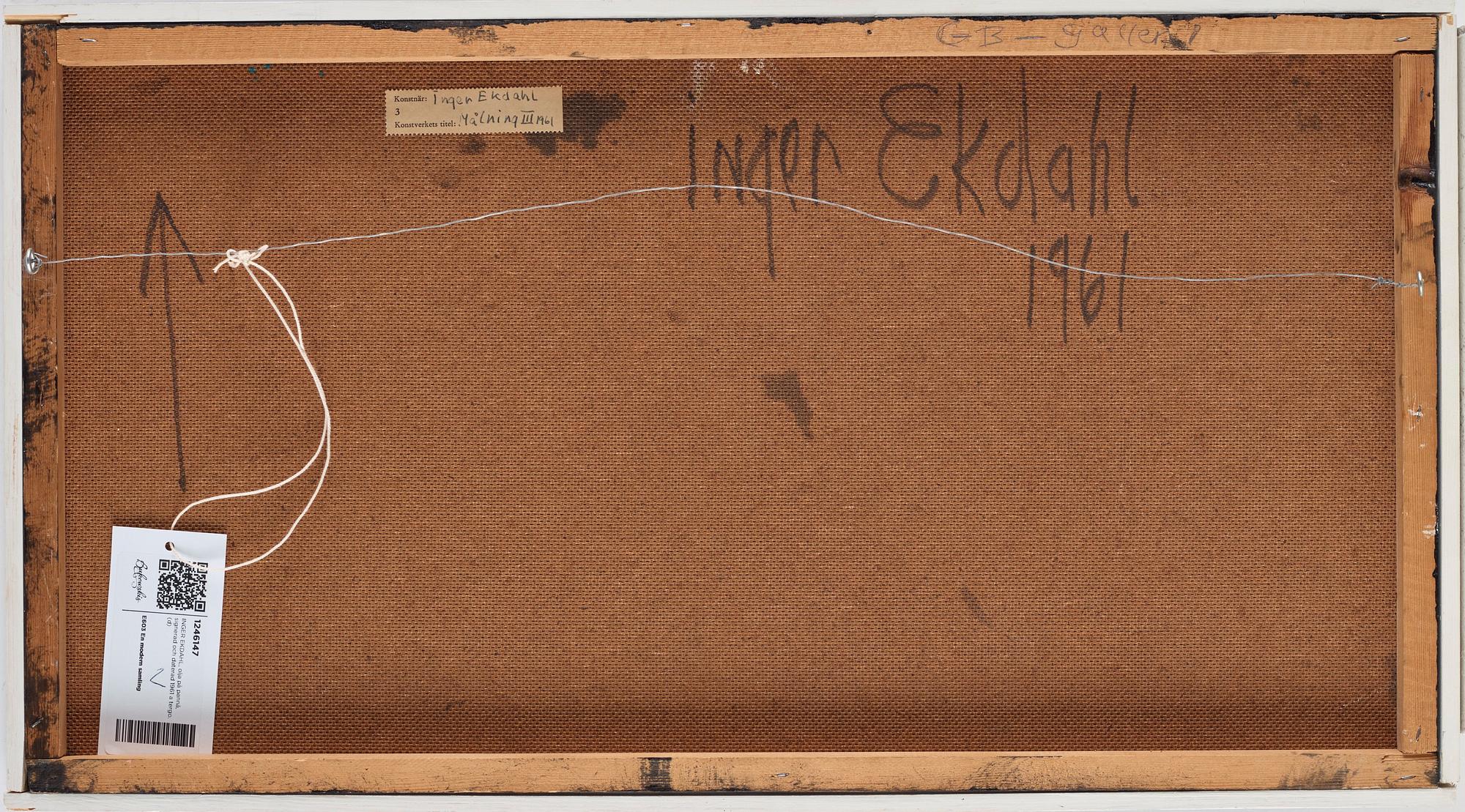 INGER EKDAHL, olja på pannå, signerad och daterad 1961 a tergo.