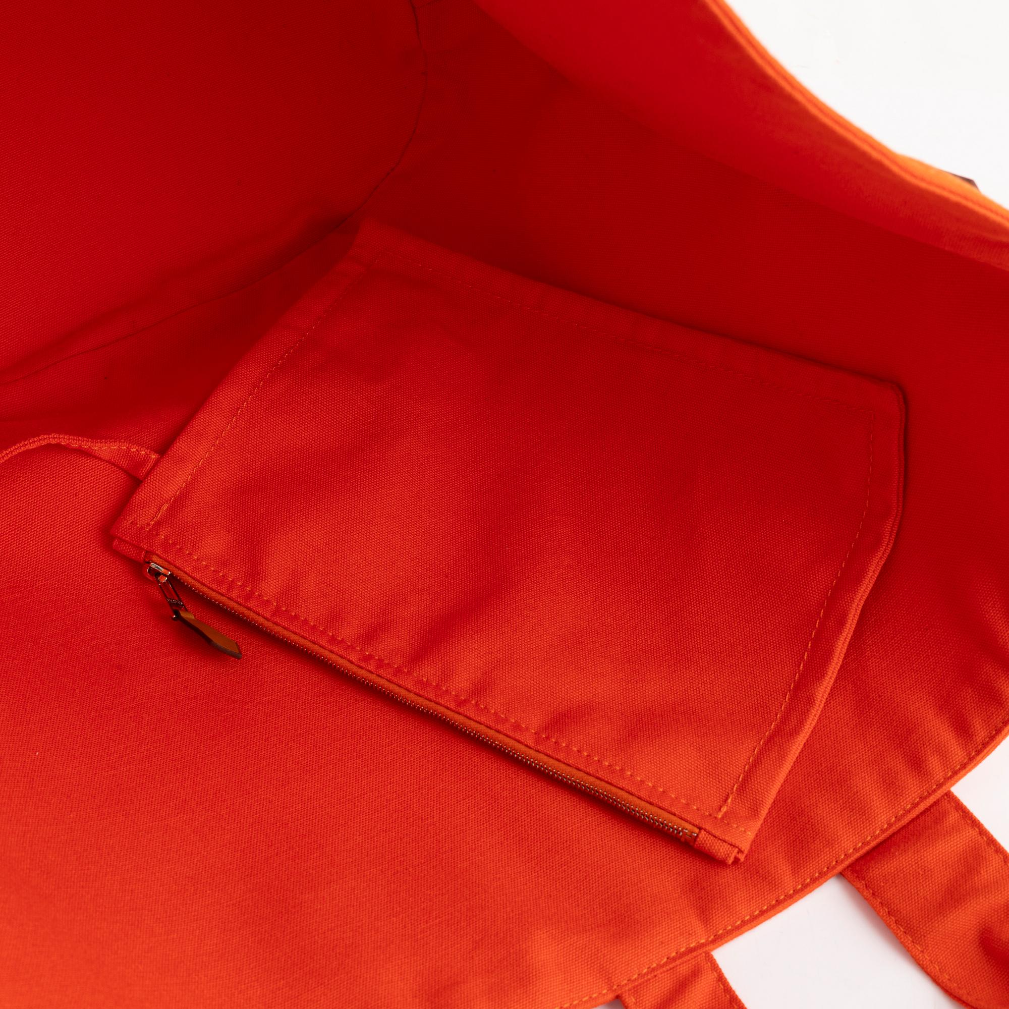 Hermès, an orange cotton 'Panier de Plage PM' totebag.
