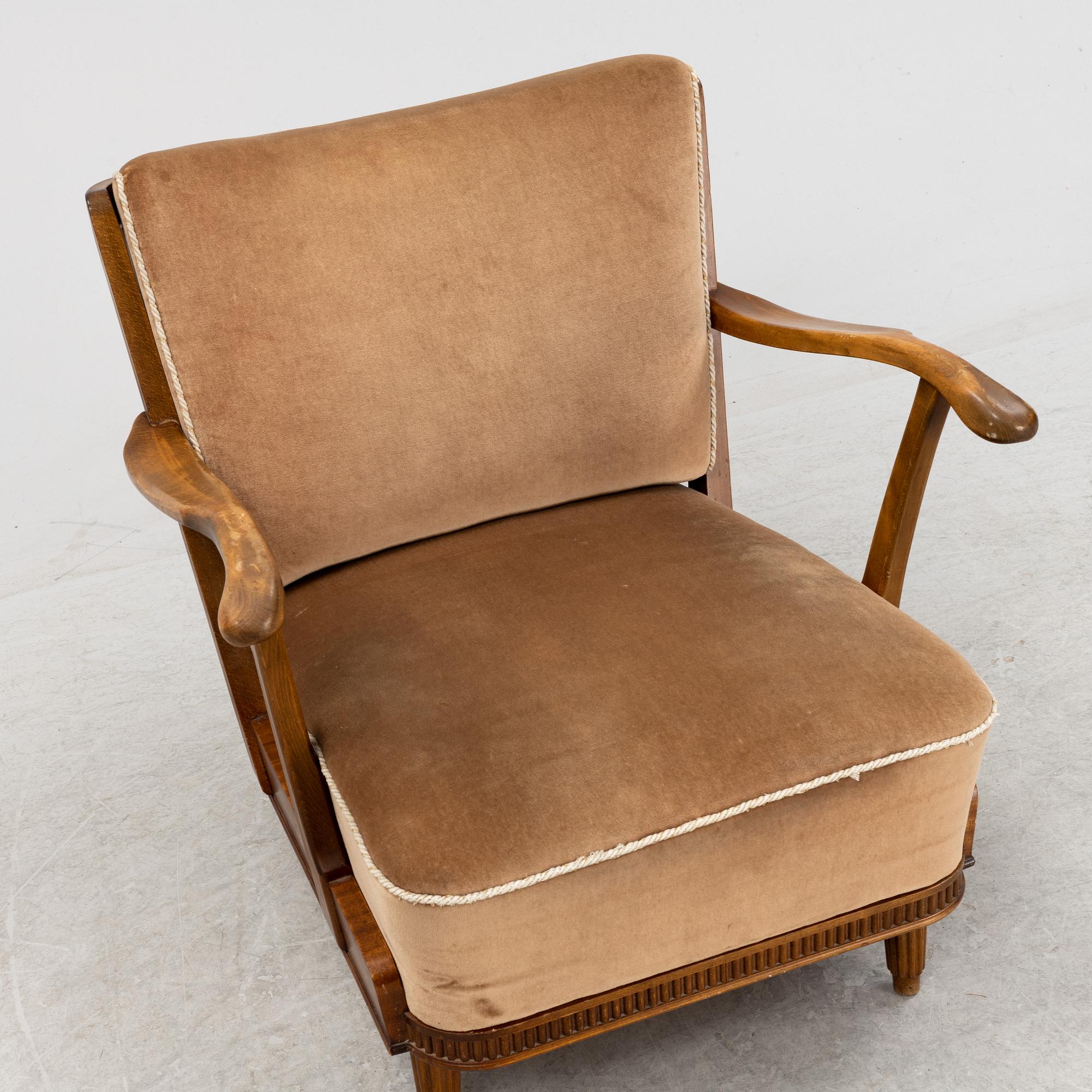Svante Skogh, fåtölj, Swedish Modern, Förenade Möbelfabrikerna, Linköping, 1940-tal.