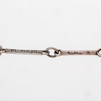 Wiwen Nilsson, halsband, sterling silver och bergkristall, Lund 1945.