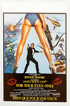 A Belgian movie poster James Bond "Rien que pour vos yeux" (For your eyes only) Bruxelles 1981.