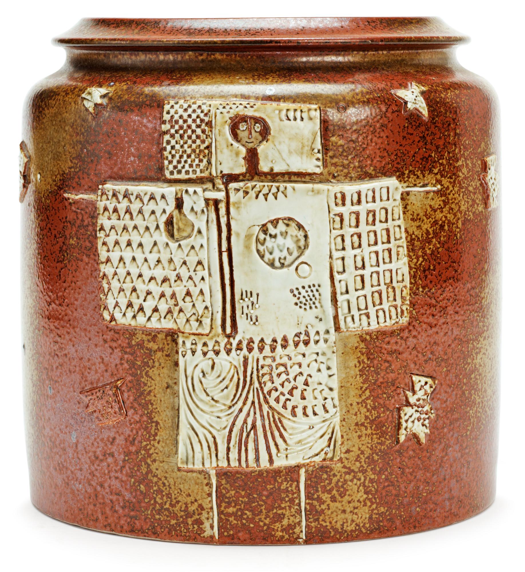 A Stig Lindberg stoneware jar, Gustavsberg studio 1963.