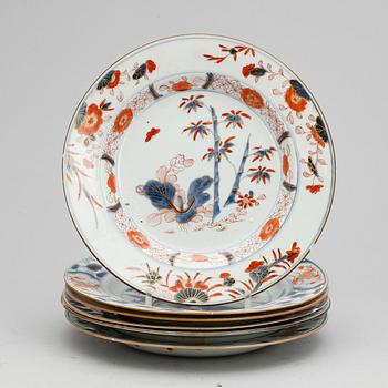 TALLRIKAR, 6 st, porslin, Kina 1700-tal.
