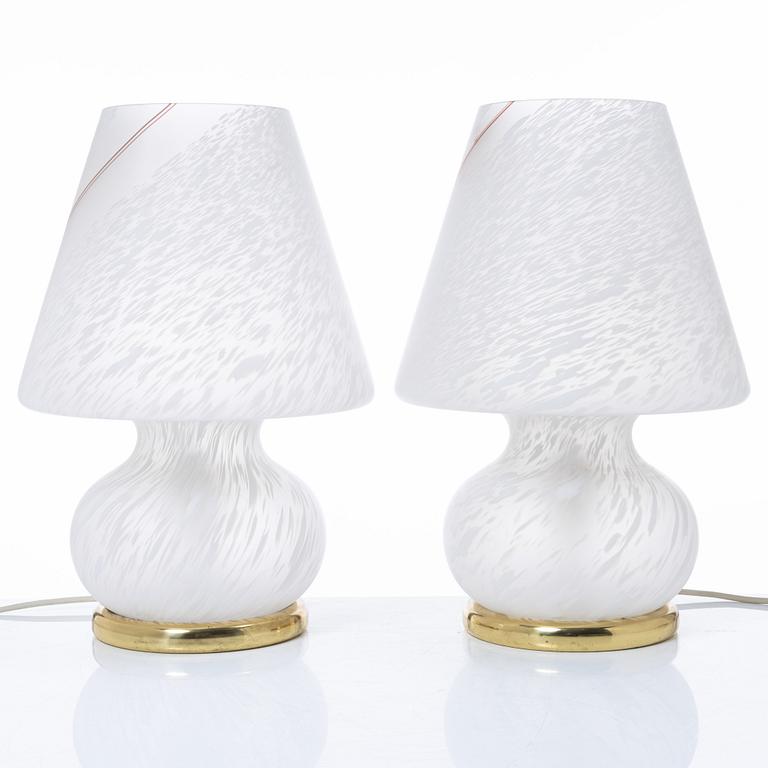 A pair of table lamps, Vetri, Murano, Italy, late 20th Century.