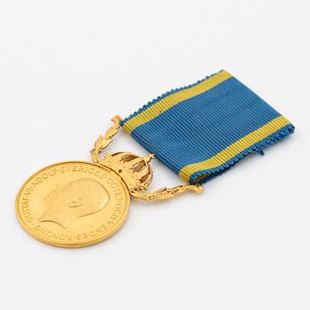 Medalj, guld, Sverige, Gustav VI Adolf.