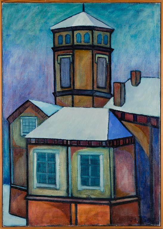 TIMO HÄMÄLÄINEN, acrylic on canvas, signed TH and dated -59.