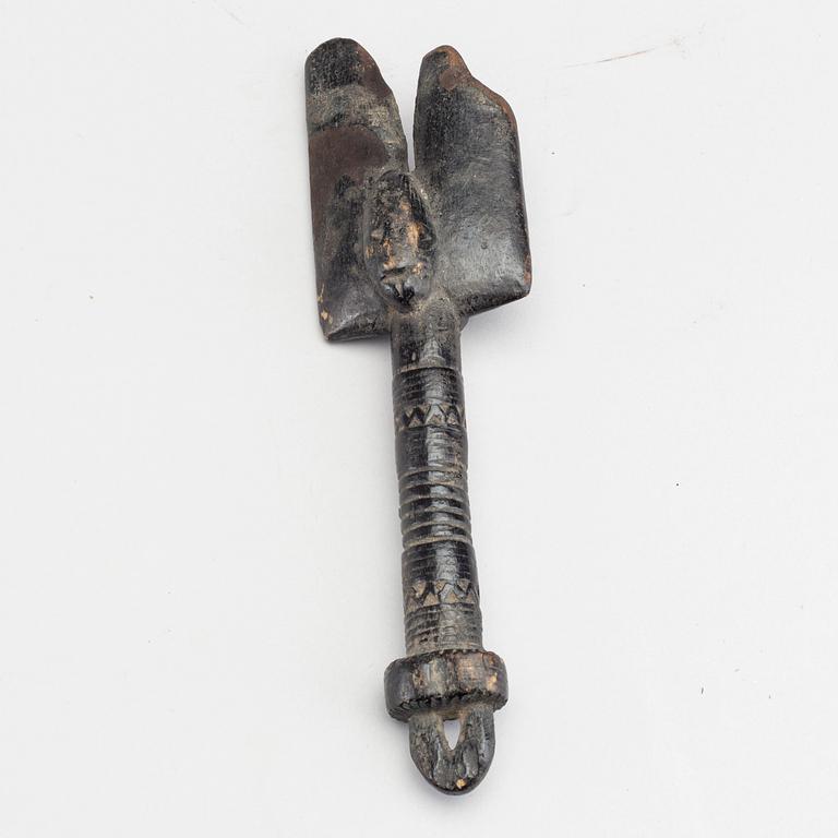 A SHANGO DANCE WAND, YORUBA, NIGERIA.
