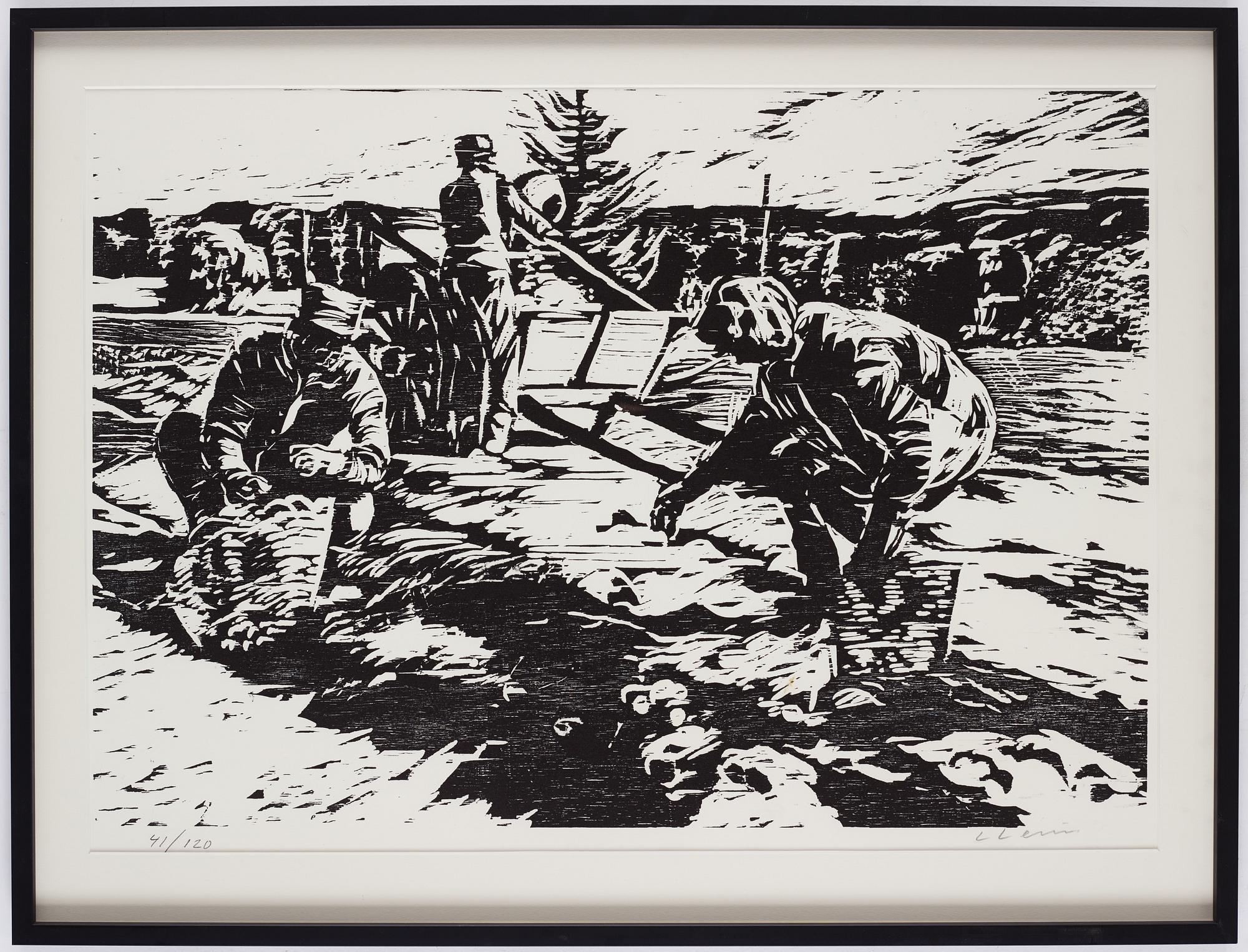 Lars Lerin, träsnitt, signerad 41/120.