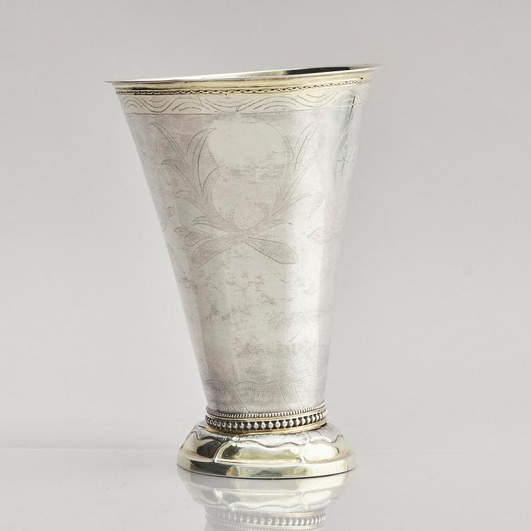 A Swedish parcel-gilt silver beaker, mark of Erik Lemon, Uppsala 1789.